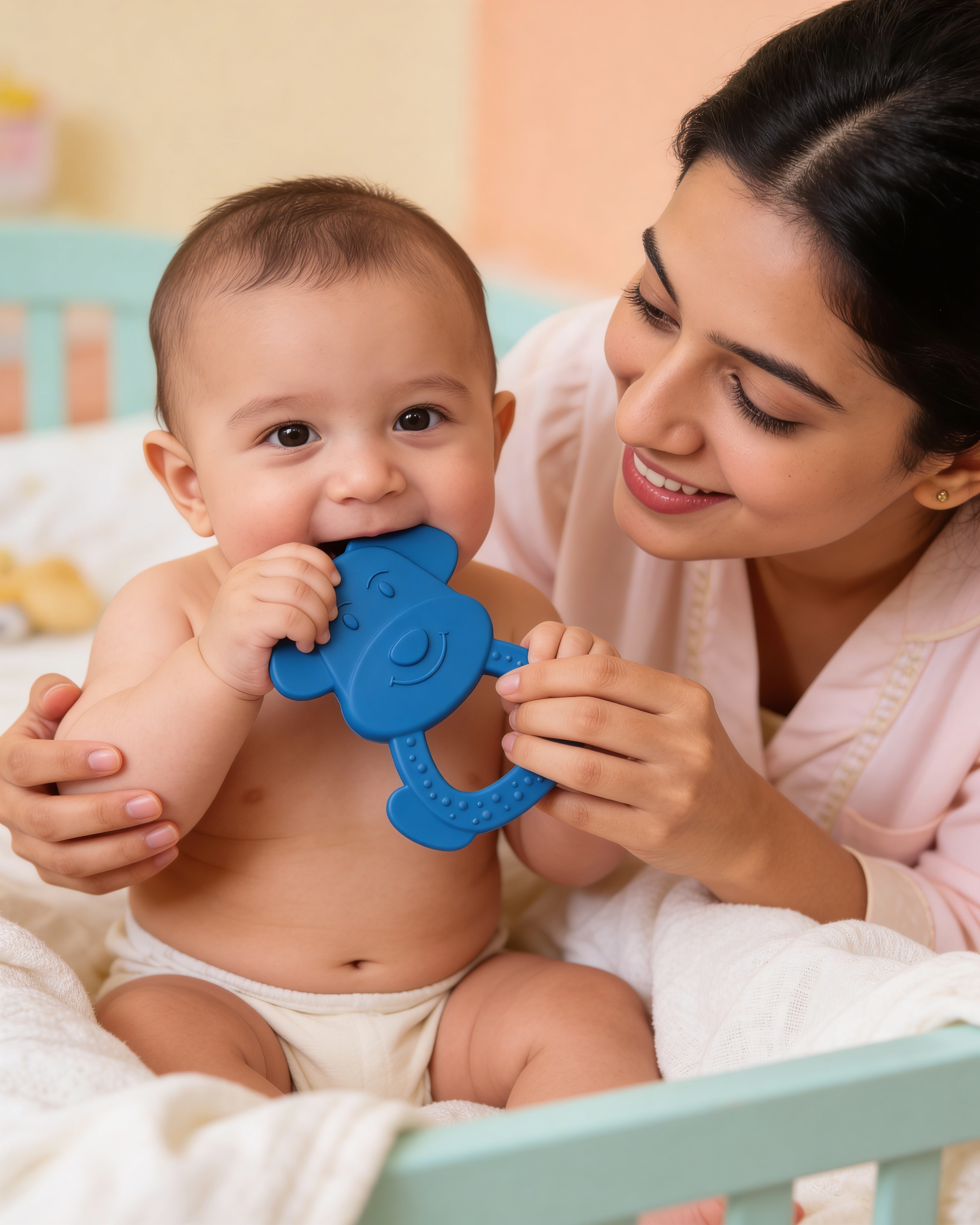 3 Baby Teether Combo Pack | Dog, Rhino & Candy Shape | BPA-Free Soft Silicone Teething Toys
